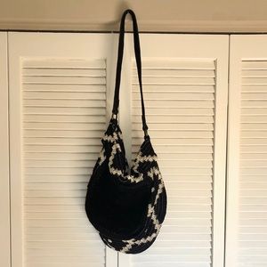 Anthropologie black/white hobo bag